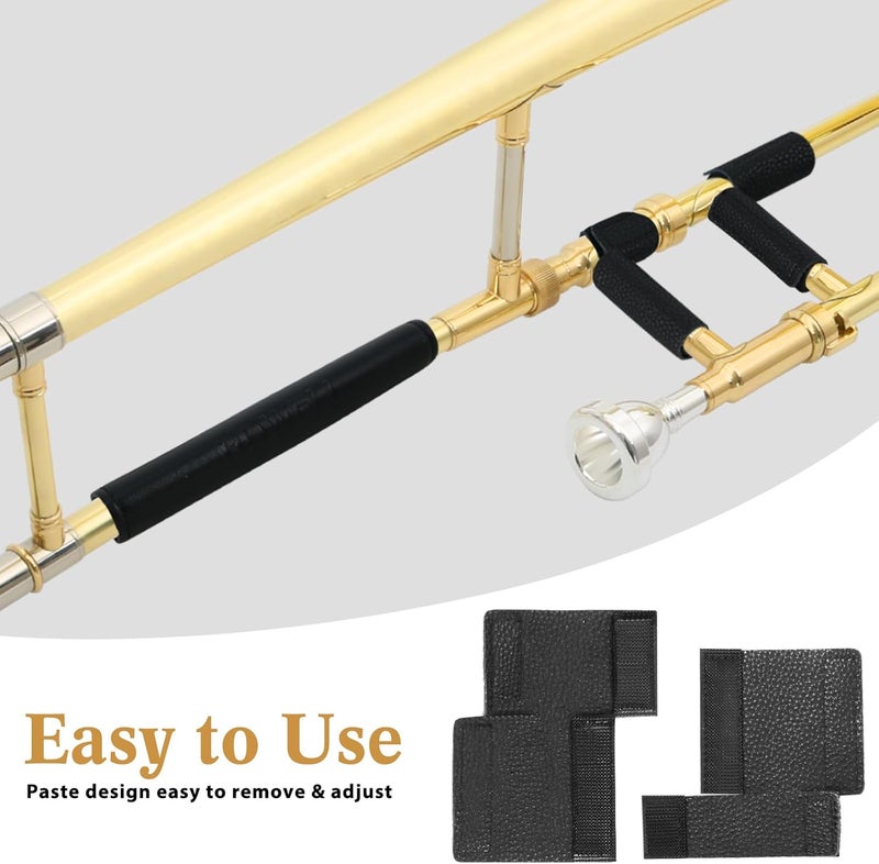 ROWell Trombone Guard Set Trombone Leather Hand Guard and Neck Guard 6.85 inch Trombone Neck Guard Pad,2 Pcs Trombone Finger Guard for Alto Trombone Thickened Non-slip Trombone Guard Set for Beginner - Image 5